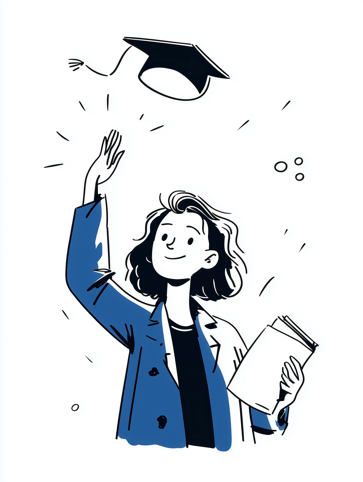 Jeune diplômée lançant sa toque